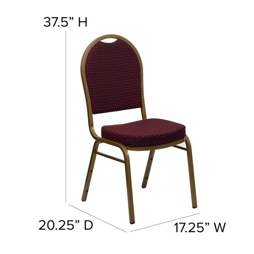 Flash Furniture HERCULES Series Dome Back Stacking Banquet Chair in Burgundy Patterned Fabric - Gold Frame