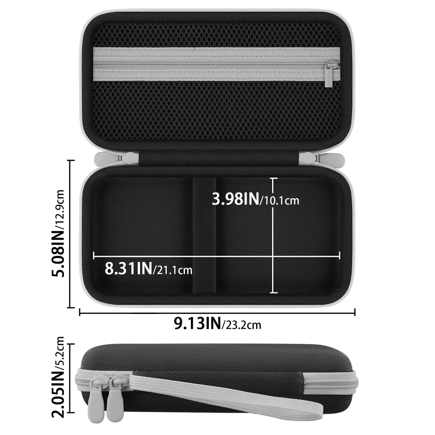 Baval Calculator Case Compatible with Texas Instruments TI-84 Evo/TI-84 Plus CE/TI-84 Plus/TI-Nspire CX II CAS/TI-Nspire CX II/TI-83 Plus Color Graphing Calculator(Black Case,White Zipper)