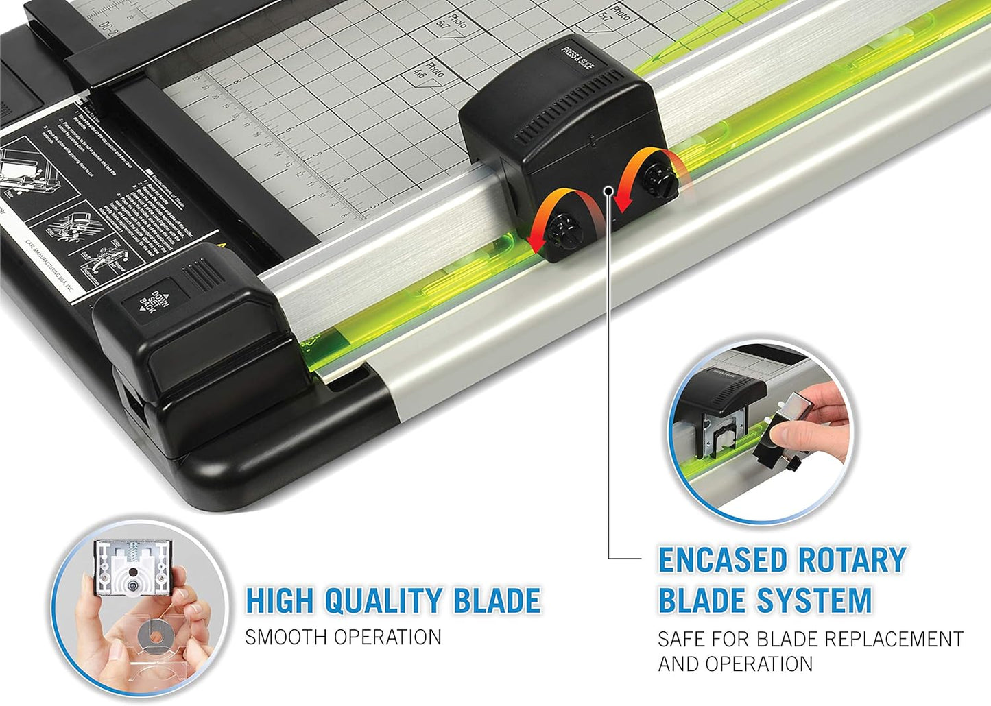 CARL Heavy Duty Rotary Paper Trimmer - 18-Inch Precision Cutting Tool in Black/Silver