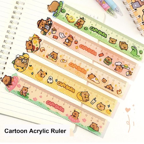 Capybara | 15cm Cute Cartoon Ruler Set - 5 Pcs Acrylic Straight Measuring Rulers for Kids & Journals