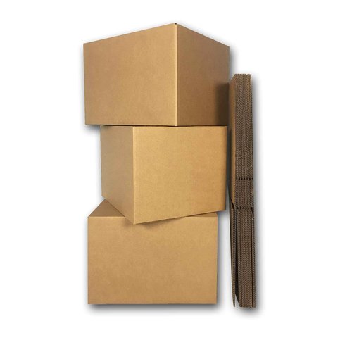 uBoxes Extra Large 23x23x16" Standard Corrugated Moving Box", brown corrugated & uBoxes Moving Boxes Medium 18x14x12-Inches Professional Moving Box