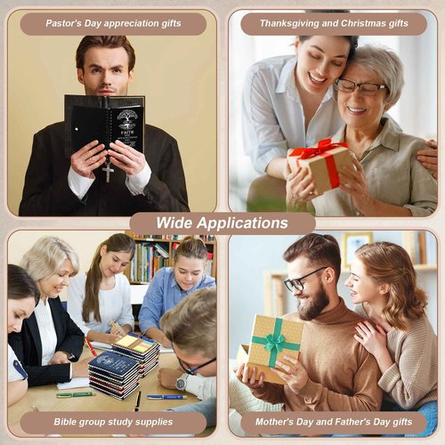 Dunzoom 40 Pcs Christian Gifts Bulk Religious Prayer Journal Notebooks with Sticky Notes Ballpoint Pens Christmas Church Gift for Men Women Sunday School Gifts (Spanish Classic Style)