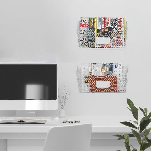 2 Pocket Magnetic File Holder - Multi-Surface Organizer, White