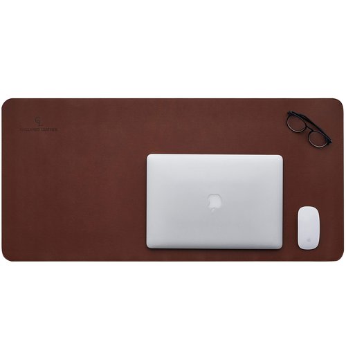 Gallaway Leather Desk Mat - Desk Pad 91.5 x 43 cm - XXL Mouse Mat - Non-Slip Desk Cover - Desk Accessories (Dark Brown)