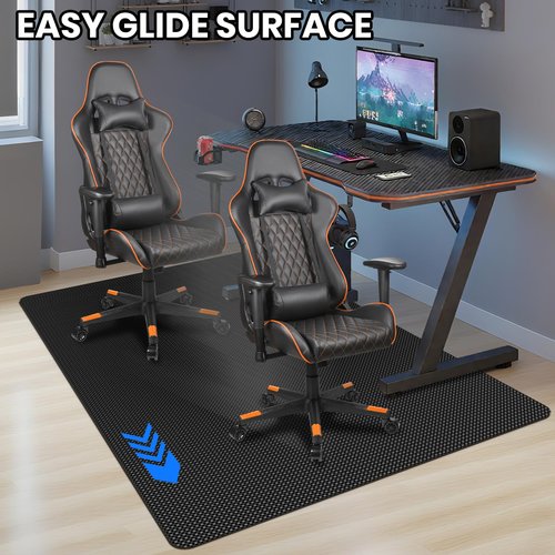 Gaming Chair Mat for Hardwood Floor, 36 x 48 Inch Computer Desk Chair Mat, Black Plastic Floor Protectors for Chairs, Heavy Duty Wood Tile Floor Mats for Home & Office