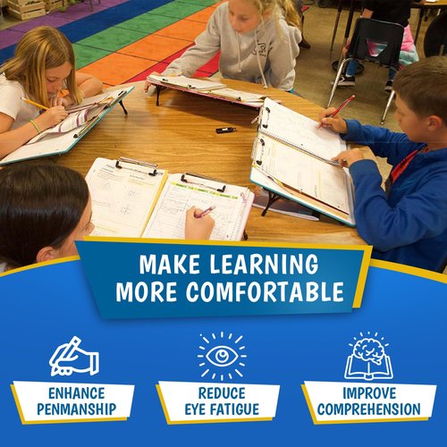 Visual Edge Slant Board for Writing - Adjustable Magnetic Whiteboard & 22° Angle Ergonomic Desk for Reading, Writing, & Drawing for Students, Teachers – Ideal for Posture, Study, & Orientation – Blue
