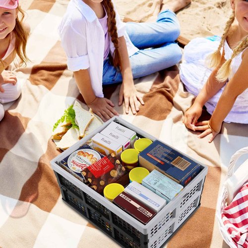 Qqbine 34 L Plastic Stackable Collapsible Crate, 4 Packs