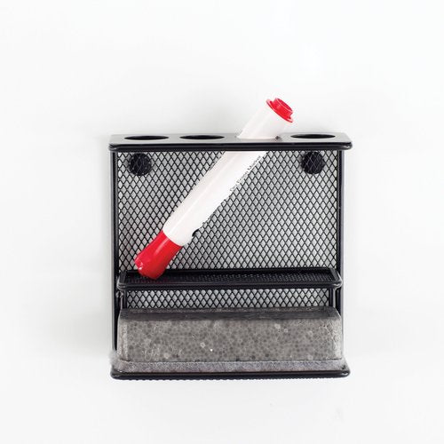 Safco 3611BL Onyx Mesh Organizer Tray | Steel Construction | Durable Powder Coat Finish | Fits with Magnetic Marker Boards | 5.25"W x 5.25"D x 2.5"H