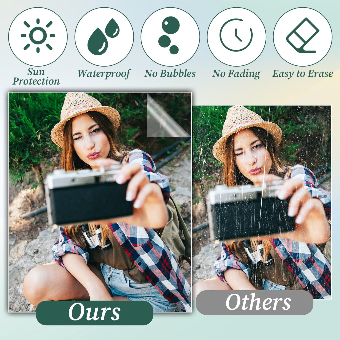 50Pcs Matte Self Adhesive Laminating Sheets for Photos, 9 x 12.2 Inches Self Sealing Laminate Sheets No Machine No Heat Laminating Sheets for Photos and Index Cards