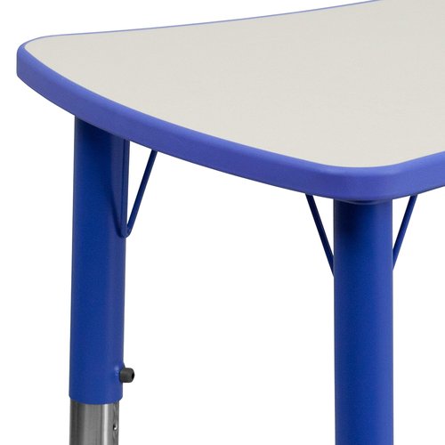 Flash Furniture 21.875''W x 26.625''L Rectangular Blue Plastic Height Adjustable Activity Table with Grey Top