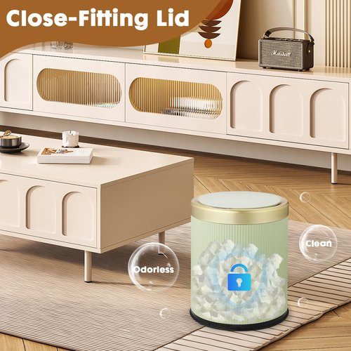 Motion Sensor Bathroom Trash Can Touchless, 3.7 Gallon Modern Automatic Garbage Can with Lid,Diaper Trash Bin,Plastic Smart Dog Proof Trash Bin Suitable for Toilet, Bedroom, Office, Kitchen -Green