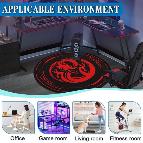 MSKGTML Gaming Chair Mat for Low - Pile Carpets and Hardwood Floors, 47 - inch Round Floor Mat, Suitable for Rolling Chairs in Game Rooms, Bedrooms, Living Rooms and Offices