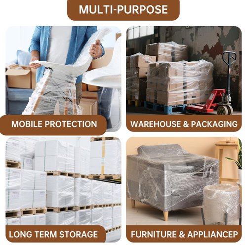 Stretch Wrap Roll 20" x 1,500ft, 80 Gauge – Clear Plastic Wrap for Moving, Packing, Pallet & Furniture – Heavy Duty Shrink Wrap Alternative, Industrial Strength Stretch Film (4 Rolls/Case)