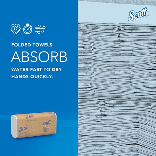 Scott® Professional Multifold Paper Towels - Absorbency Pockets, 9.2" x 9.4", White | 250 Sheets/Pack, 16 Packs/Case