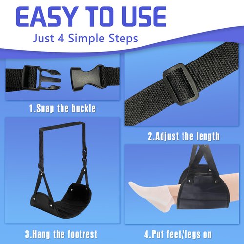 2-Pack Airplane Foot Hammock for Plane Travel - Travel Essentials Length Adjustable Airplane Foot Rest - Long Flight Must Haves