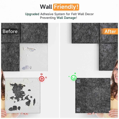 Uoisaiko Felt Cork Board for Wall: Extra Large Bulletin Board for Office - 12 PCS Thick Corkboard Tiles Grey Pin Board Squares Adhesive