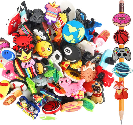Zddaoole Cute Pencil Toppers - 60 Pcs Assorted Designs for School Prizes & Classroom Rewards