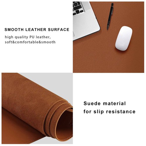 ZORESYN Conference Table Pads (70.87" x 31.5") - PU Leather Extended Large Mouse pad Office Desk Mat - Nonslip Base and Waterproof Desktop Writing Pad Mouse Mat (Light Brown)