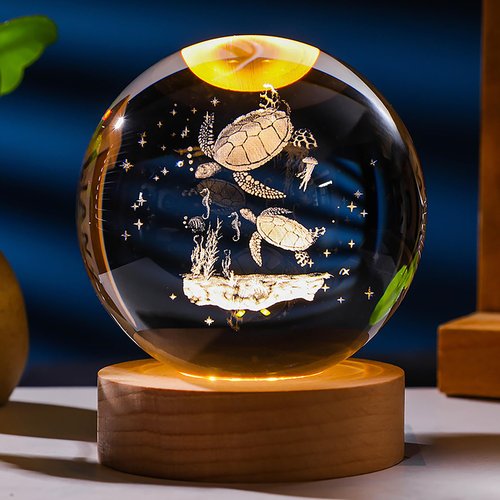 3D Sea Turtle Gifts for Women Crystals Ball - Sea Turtle Figurines Decor Glass Animals Figurine Cat Stuff for Room Birthday for Best Friend Lovers Keepsake Paperweight