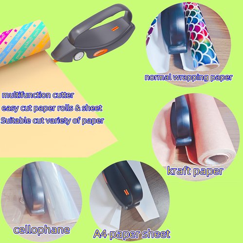 Perfycut 2 Pack Wrapping Paper Cutter with 3 Replaceable Blade Sets for Gift Wrapping Paper Roll Cutter and Christmas Wrapping Paper