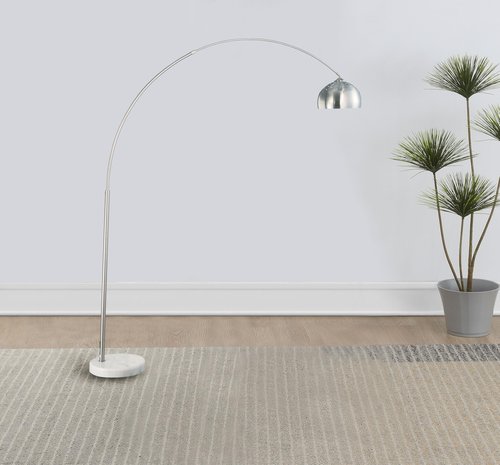 Coaster Home Furnishings - Krester - Metal Arc Floor Lamp with Dome Shade and Marble Base - Living Room - 85-Inch - Chrome - 901199