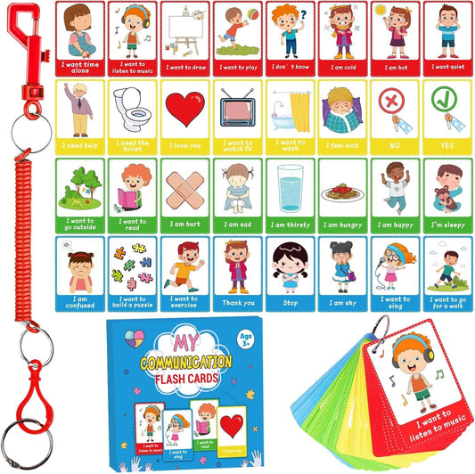 Skiennix Autism Communication Cards - 40PCS Visual Aid for Speech Delay & Language Learning | Special Needs Flash Cards