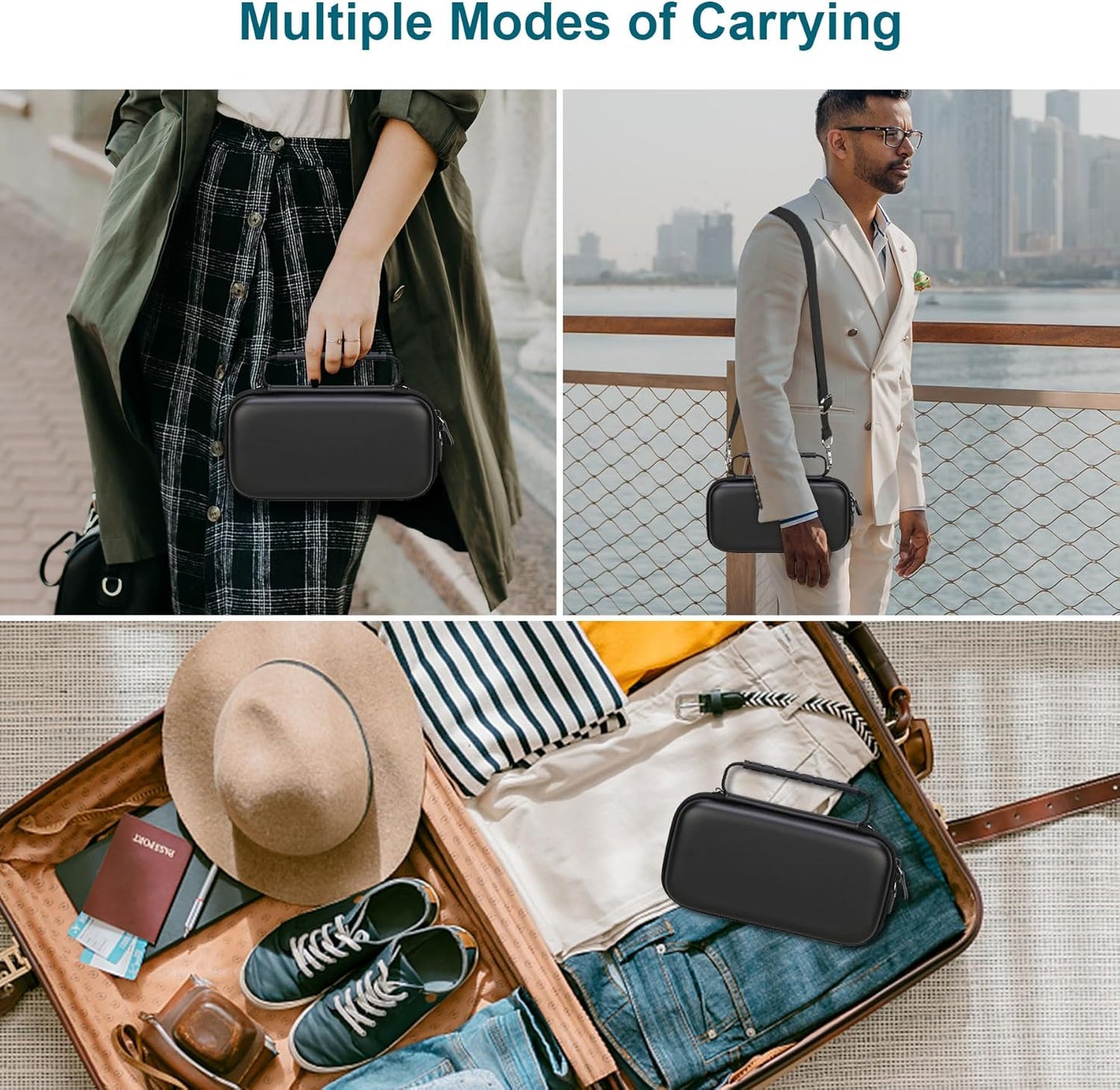 Canboc Carrying Case - Portable Bag for Phomemo M110/A30 Label Maker | Black with Shoulder Strap & Mesh Pocket