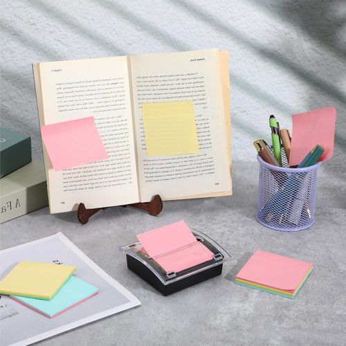 5 PCS Pop up Sticky Notes Dispenser, 3 X 3 in Sticky Note Holder Dispenser Clear Top Black Base, Pop up Notes Dispensers for Desk Office Home Shop School Supplies Gift