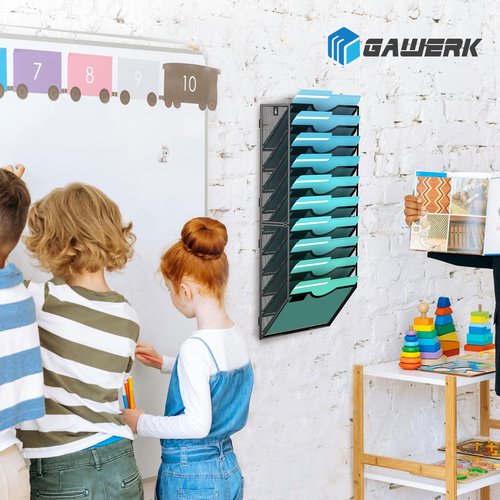 Gawerk Hanging File Organizer (Black, 10 Tier)
