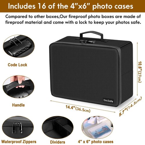 DocSafe Fireproof Document Box+Photo Storage Box with Lock