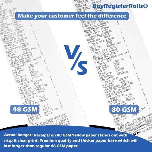 80 GSM Extra Thick Paper (24 Rolls) 3 1/8 x 230 Thermal Paper Receipt Rolls (Heavy Thermal Lenght 200-230ft) fits all Clover POS Cash Register Printers Thermal Paper from BuyRegisterRolls