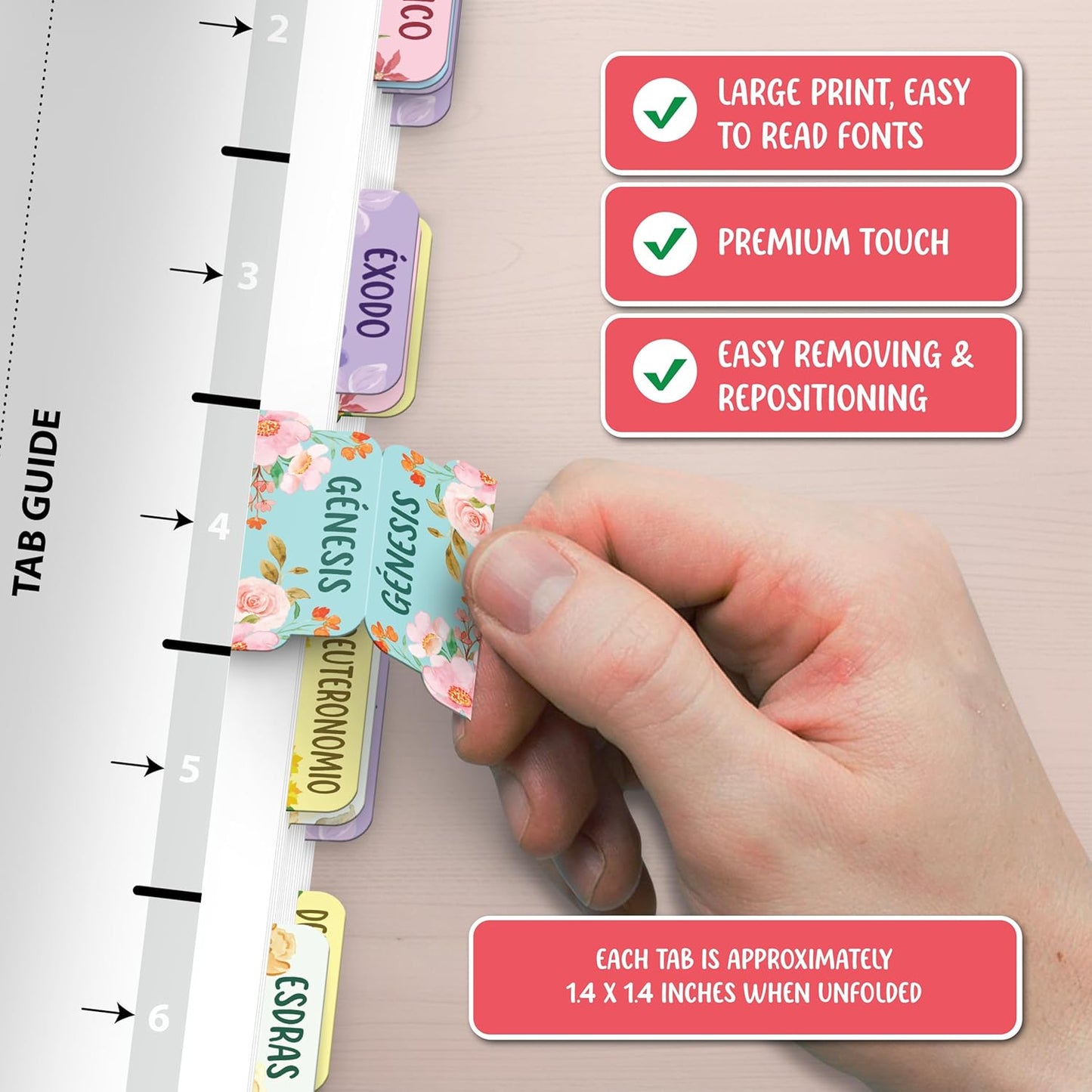 Spanish Bible Tabs | 90 Large Print Laminated Index Tabs for Easy Study - Perfect Christian Gift