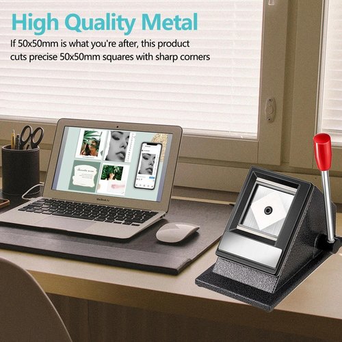 Metal Passport Photo Cutter 2 x 2 Inches, Table Top Desktop Passport ID Photo Cutter with Metal Handle, Picture Cutter for Photos, Manual Picture Punch with Cutting for Standard Photo, PVC Cards