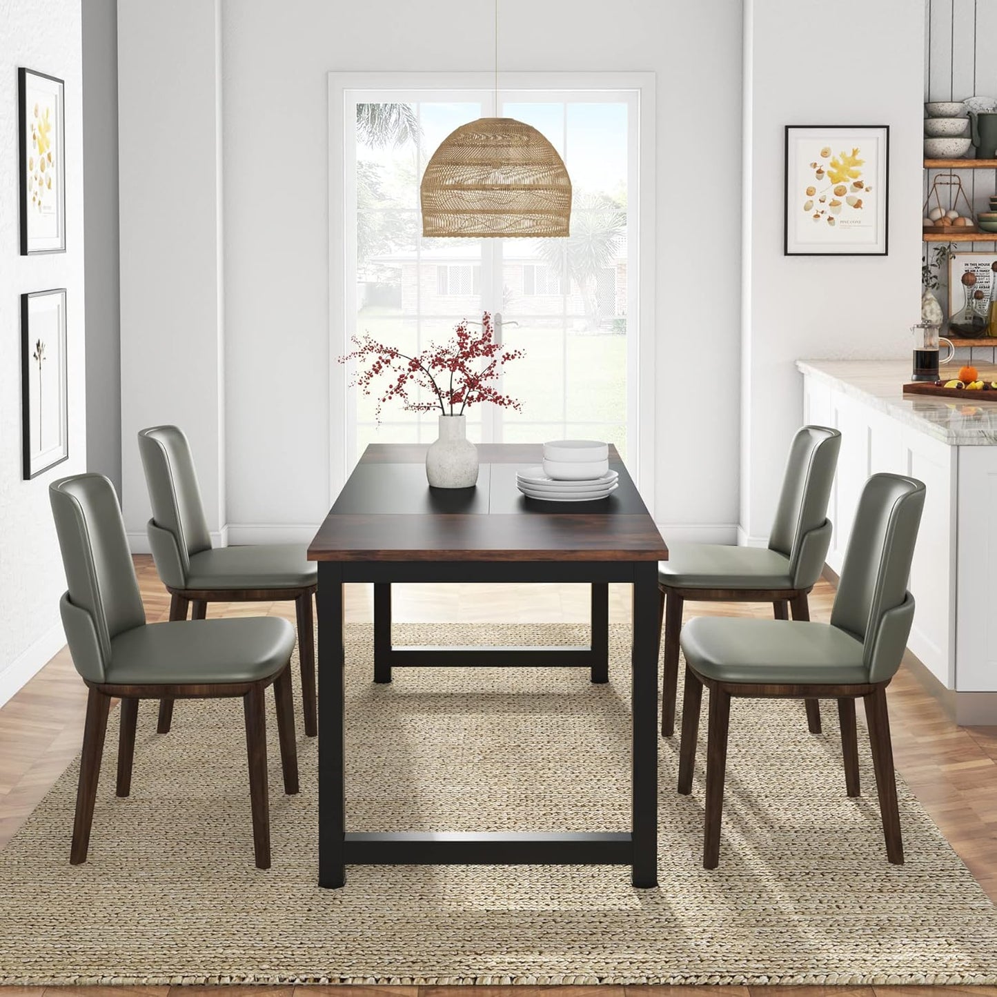 Tribesigns Conference Table - 63" W x 31.5" D Rustic Brown/Black Boardroom Desk for Office Meetings