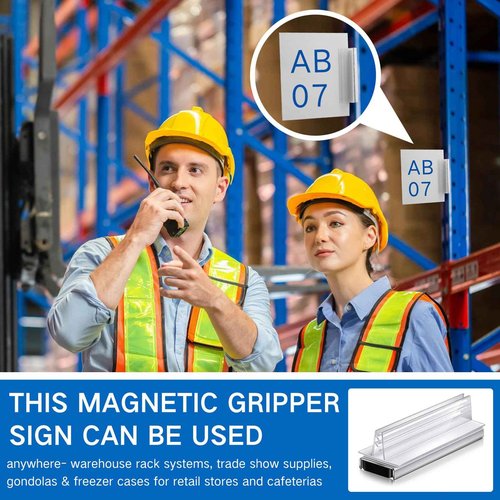 Thyle 100 Pack Magnetic Sign Holder Grip Holder, Powerful Magnet, 3" Length, 1" Width, 1" Total Height for Retail Wall Display Store Vendor Event Warehouse and Shop Supplies, Clear