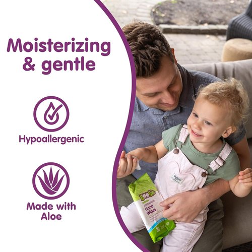 Boogie Antibacterial Hand Wipes - Alcohol-Free & Hypoallergenic Aloe, 100 Total Wipes (5 Packs of 20)