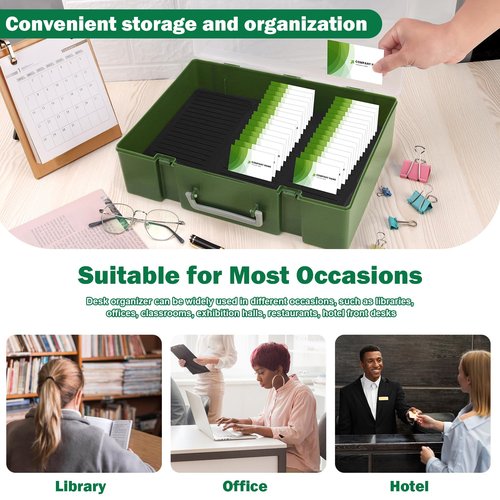 Foam Name Badge Holder with Case (Holds 48 Badges) Tray ID Badge Organizer Clear Tag Holders for Desk Office School (Army Green)