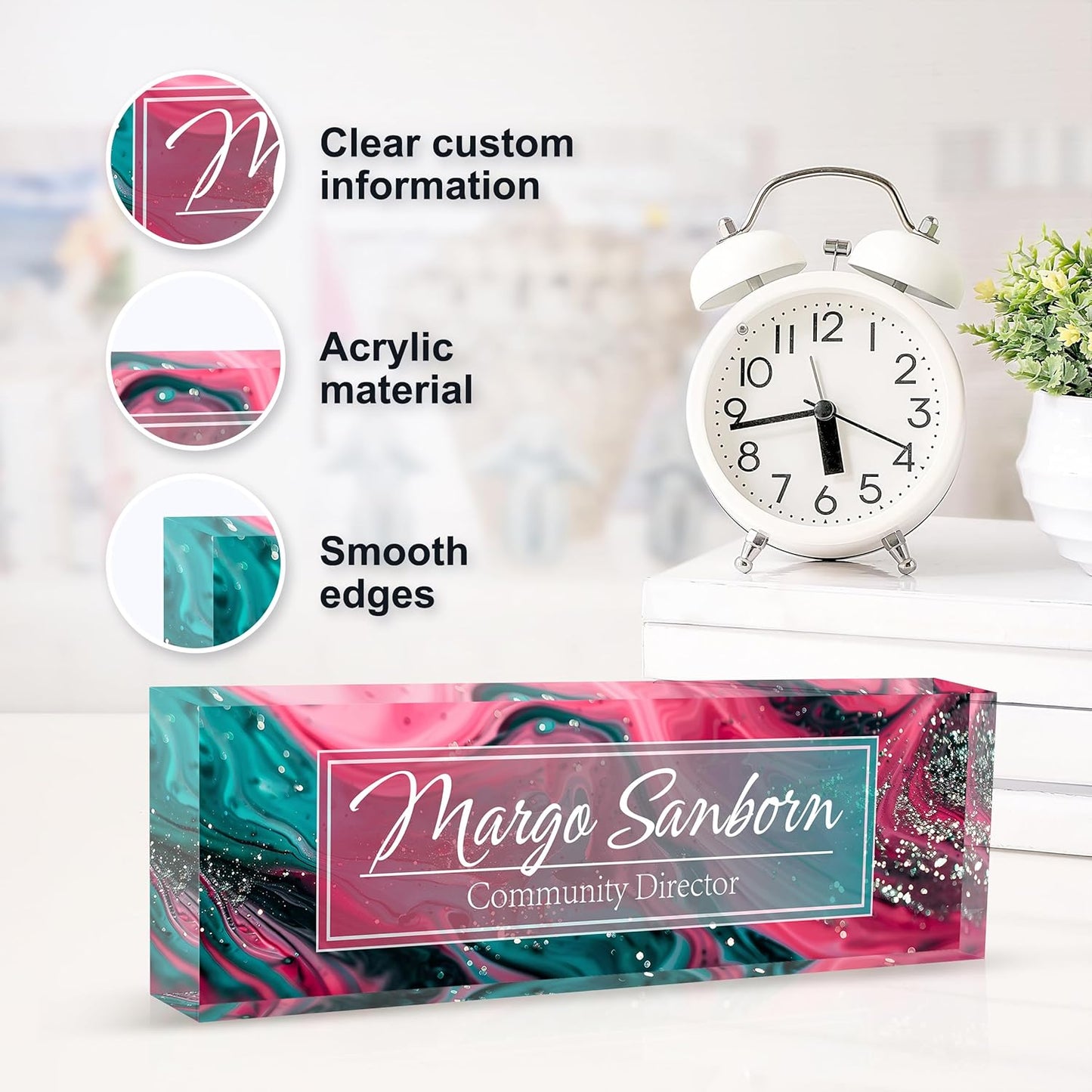 Skiennix Personalized Name Plate - Custom Acrylic Desk Accessory | Ideal Office Gift for Coworkers & Teachers