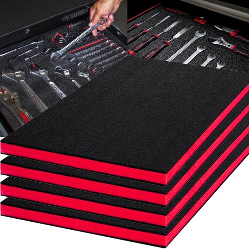 ONREVA Tool Box Foam 4Pack 17x12x1 inch, Foam Inserts for Cases, Polyethylene Storage Sheets for Toolbox Hard Case, Tool Shadow Insert, Kaizen Organizer Sheet