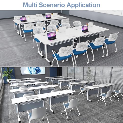 HDXZTQ 10PCS Conference Table, Folding Conference Room Tables with Flip-Top Design, Space Saving Mobile Seminars Dynamic Meetings Training Tables for Offices,Classrooms (10pack 47.2in)