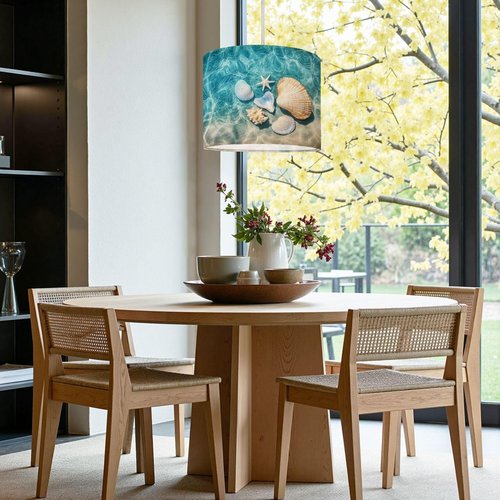 Drum Lamp Shade seashell summer beach sea water Summer Summer time Lampshade for Floor Lamps Table Lamps Pendant Light 11"x8.9" Large Lamp Shades Replacement Linen Lampshades