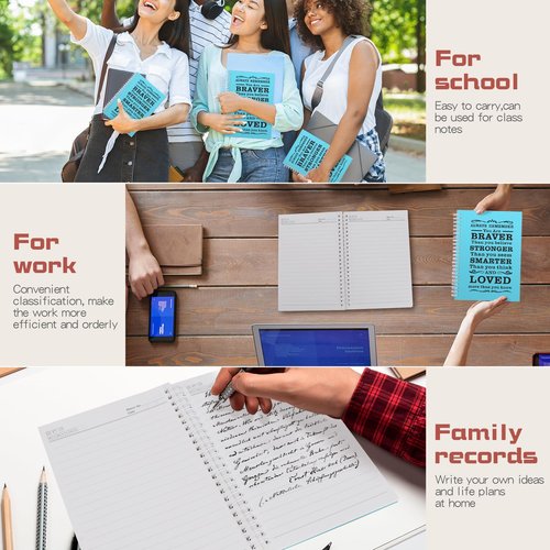 2 Pcs A5 Spiral Notebook,Inspirational Journal,Motivational Journal for Women Men,100 Pages Lined Spiral Journal Notebook College Ruled Daily Diary for School,Travel,Business,Work (Always-Light Blue)