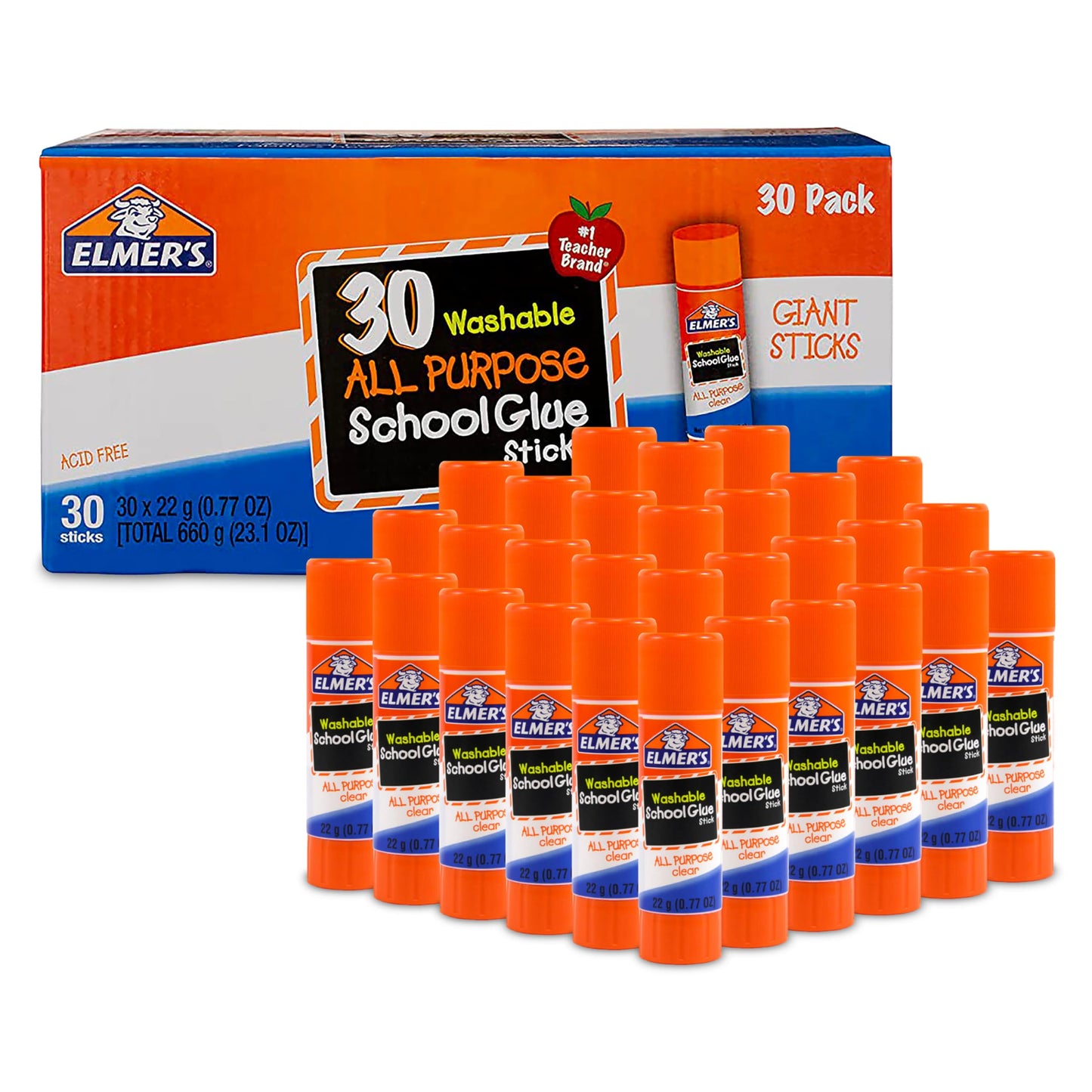 Elmer's All Purpose School Glue Sticks, Washable, 22 Grams, 30 Count - Classroom, Arts & Crafts, #1 Teacher Brand