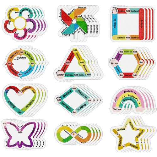 48 Pcs Breath Calm Anxiety Sensory Stickers Reusable Textured Tactile Rough Calming Stickers Adhesive Sensory Strips for School Office Classroom Desk Adults Teens Tension Supplies