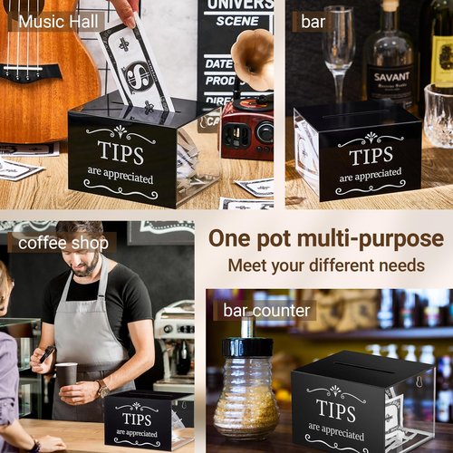 LYLHZRMDGC Acrylic Tips Jar Money Storage Container, Tip Box for Bartender Bars Restaurants Musicians, 6 x 4 x 5 Inch Donation Raffle Suggestion Box, Send Goods from Local Warehouse