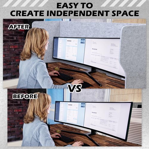 Dunzoom Large Desk Dividers for Students 47.3 x 15.7 Inch Acoustic Portable Fold Classroom Table Privacy Felt Boards for Workstation Office Home Furniture Partitions and Dividers, Grey