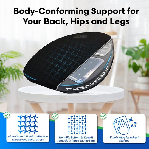 ERGO21 Original Seat Cushion with LiquiCell Technology – Tailbone, Sciatica, Hip & Lower Back Pain Relief – Car Seat Cushion, Office Chair, Truck, Travel, Home – 18"x17"x2"