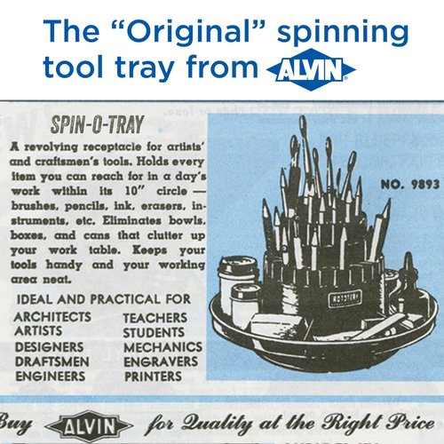 ALVIN, Spin-O-Tray, 9893-2, Rotating Desktop Receptacle, Art, Drafting, and Design Storage Tool, Great for Students, Hobbyists, and Professionals Alike - Black