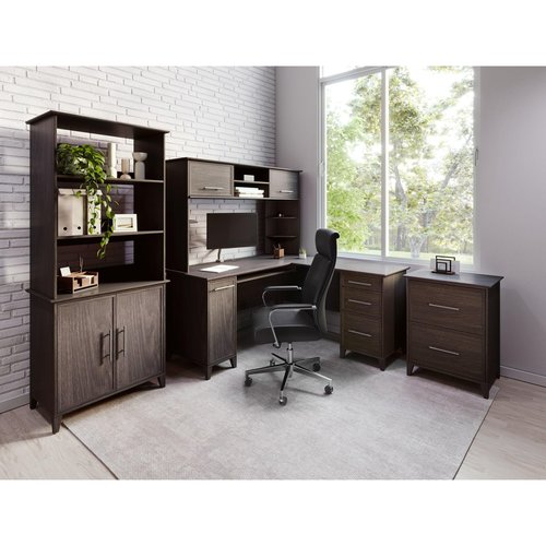 Realspace® Koru 60"W Hutch For Koru L-Shaped Or Straight Computer Desks, Espresso Oak