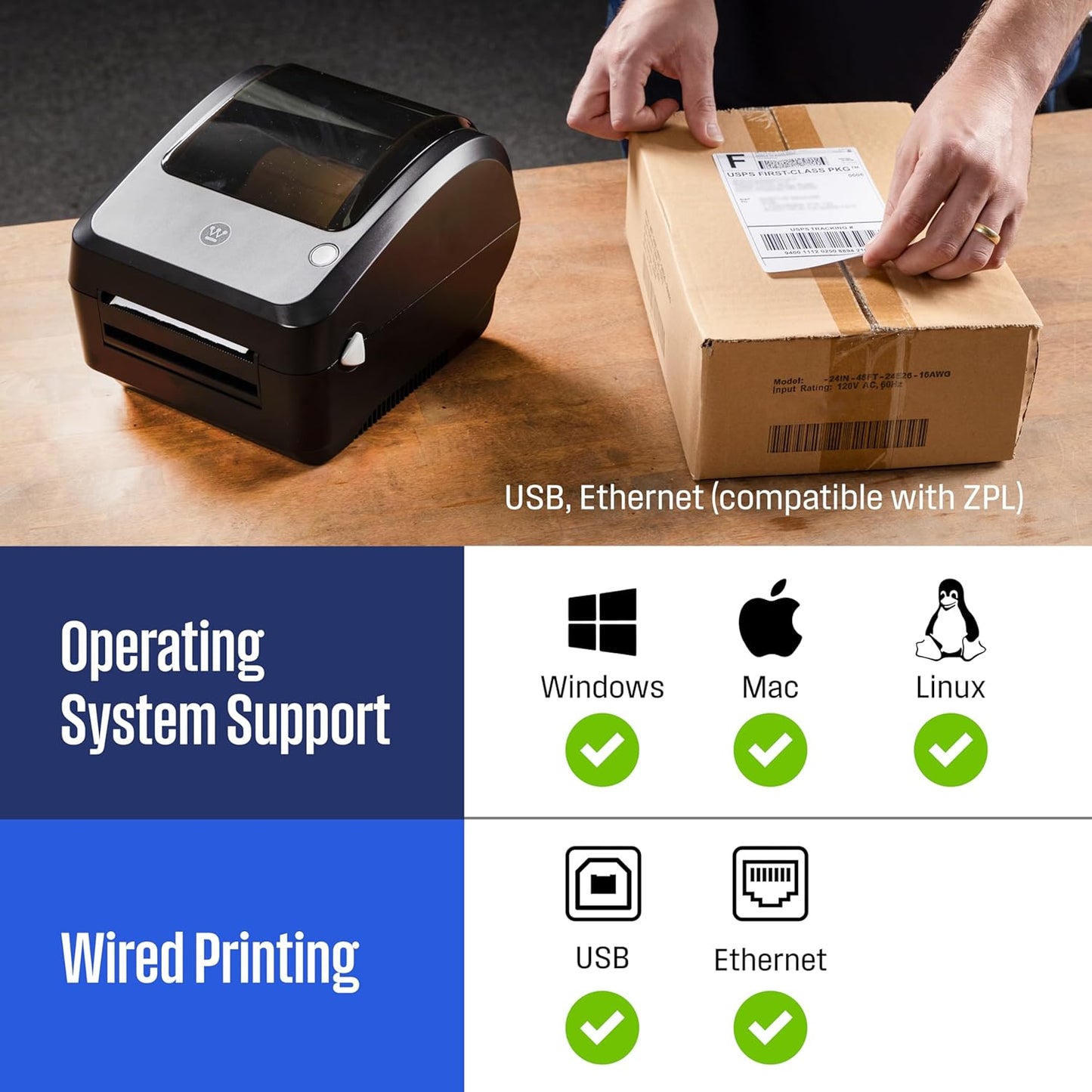 Westinghouse Thermal Label Printer - USB 4x6 Commercial Grade for Small Business | Compatible with USPS, UPS, FedEx